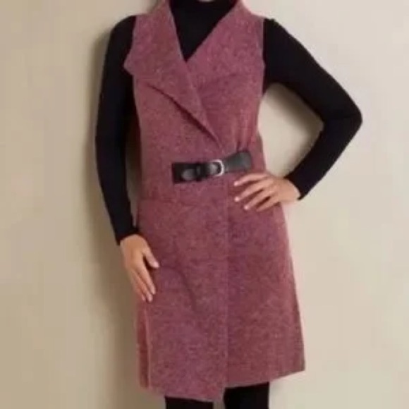 Soft Surroundings Sweaters - Mauve Soft Surroundings Belted Sweater Vest Size Large Petite